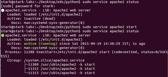 status of apache server